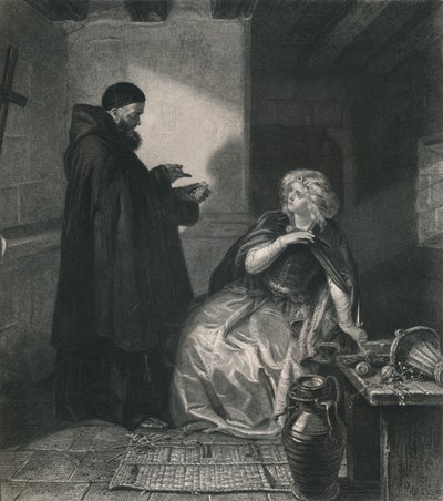 Juliet in the Cell of Friar Lawrence, Romeo and Juliet, c. 1870 by Herbert Bourne