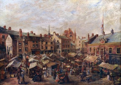 Carlisle Market Place in Front of the Old Town Hall by Herbert Lees