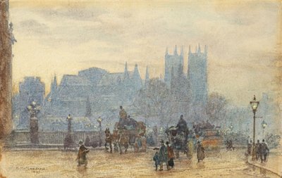 Westminster Abbey from Westminster Bridge 1892 by Herbert Menzies Marshall