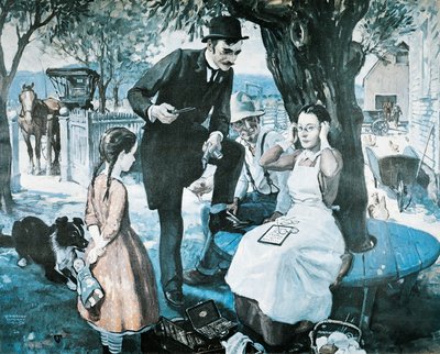 The spectacle seller in the late 1800s, advertising for the American Optical Company by Herbert Morton Stoops