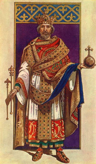 The Emperor Charlemagne in Full State Dress A.D. 800, 1924 by Herbert Norris