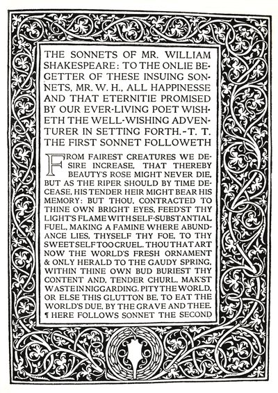 Riccardi Press: Page from Sonnets of Shakespeare by Herbert Percy Horne