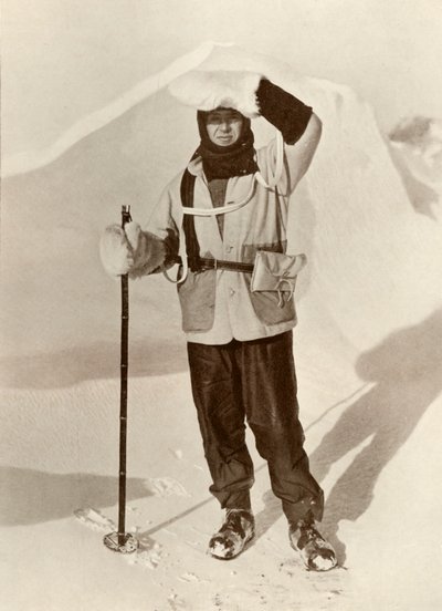 Captain Scott Wearing The Wallet in Which He Carried His Sledging Journals by Herbert Ponting