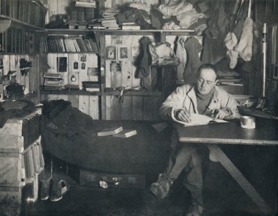 Captain Scott Writing His Diary in the Hut at Cape Evans by Herbert Ponting