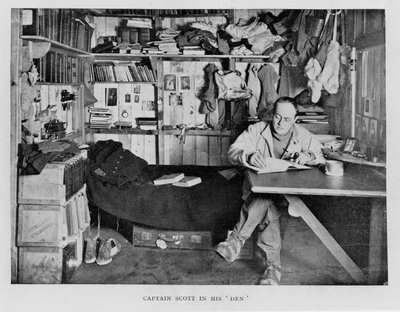 Captain Scott in His Den at Winter Quarters by Herbert Ponting