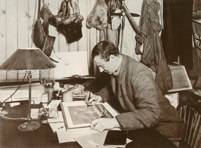 Dr. Wilson Working Up The Sketch Which Is Given at P. 258, 1911, 1913 by Herbert Ponting