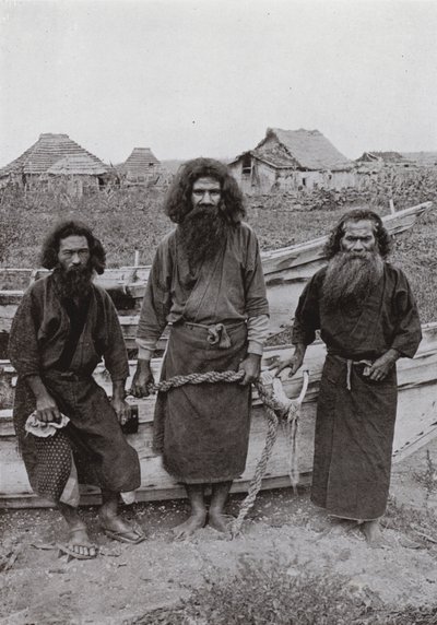 Happukonno, the Hunter (in centre), and two Ainu Fishermen by Herbert Ponting