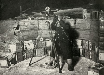 Lieut. Evans Observing an Occultation of Jupiter, 8 June 1911 by Herbert Ponting