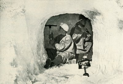 Lieut. Evans and Nelson Cutting a Cave for Cold Storage, 12 January 1911, 1913 by Herbert Ponting