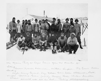 The Main Party at Cape Evans After the Winter 1911 (incl Scott) by Herbert Ponting