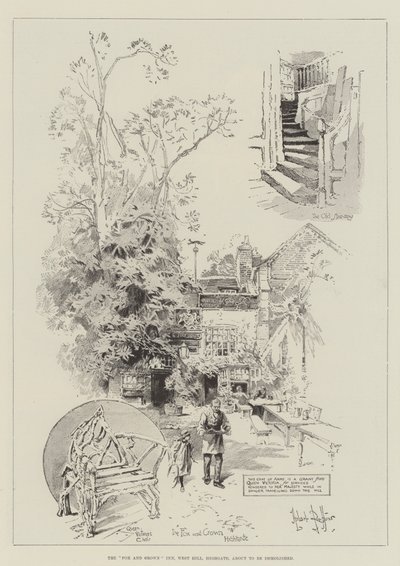 The Fox and Crown Inn, West Hill, Highgate, About to be Demolished by Herbert Railton