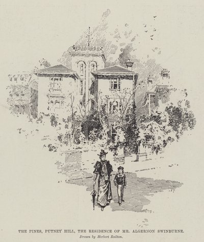 The Pines, Putney Hill, the Residence of Mr. Algernon Swinburne by Herbert Railton