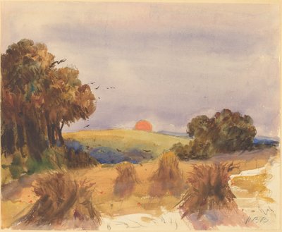 A Cornfield at Sunset by Hercules Brabazon Brabazon