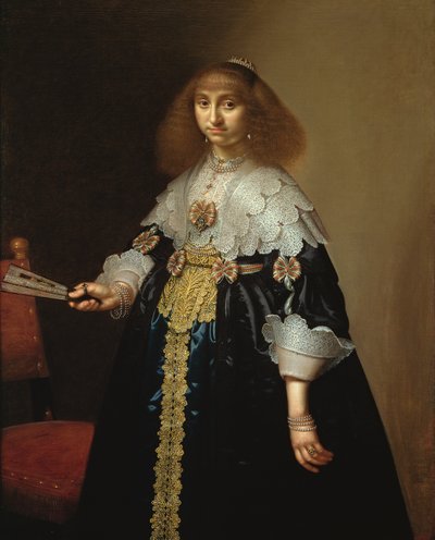 Portrait of a Lady in an Elaborate Embroidered Costume by Hercules Sanders