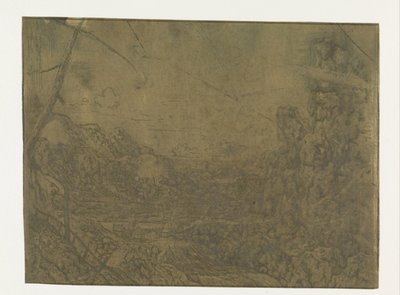 Landscape with a Waterfall (First Version) by Hercules Segers