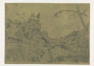 Mountain Valley, at the Right a Man Carrying a Stick by Hercules Segers