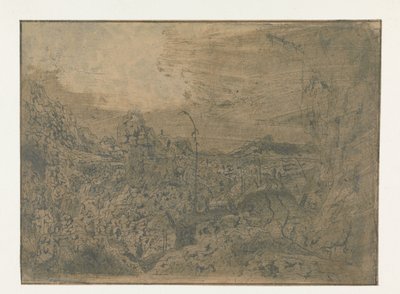 Rocky Landscape with a Man Walking to the Right (First Version) by Hercules Segers