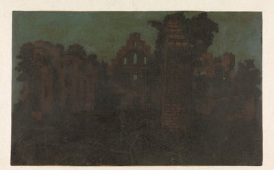 Ruins of the Abbey of Rijnsburg, Large Version by Hercules Segers