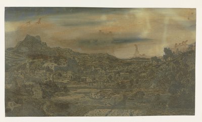 Valley with a River and a Town with Four Towers by Hercules Segers