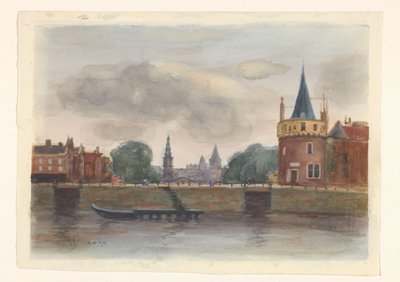View of the Schreierstoren in Amsterdam by Herman Eduard Knaake (signed by artist)