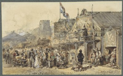 Fair in Leeuwarden, the Oldenhove in the Distance by Herman Frederik Carel ten Kate