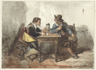 Two Men Seated at a Table by Herman Frederik Carel ten Kate