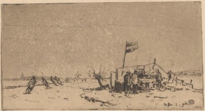 Winter Landscape with Skaters by Herman Heuff (signed by artist)