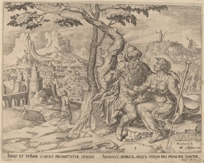 Judah Giving Tamar the Pledge by Herman Jansz Muller after Maerten van Heemskerck