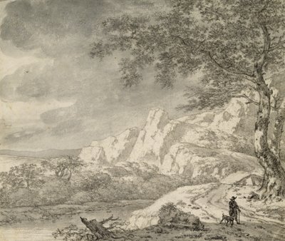 Mountainous Landscape with a Hiker by Herman Nauwincz