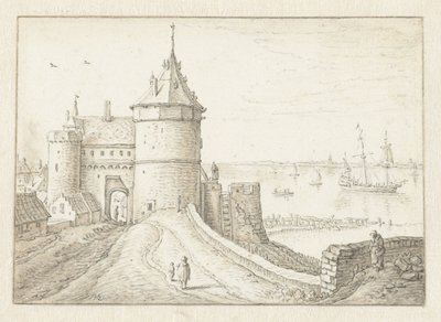 City Gate with Sea View by Herman Saftleven