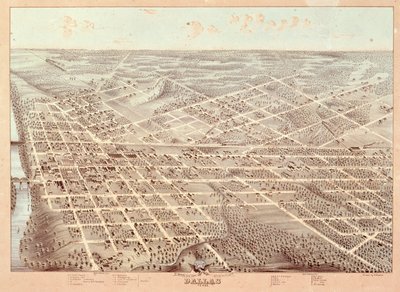Street map of Dallas, Texas, 1872 by Herman attr. to Brosius