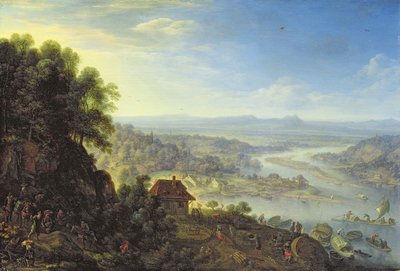 The Rhein Valley near Erbach in Rheingau by Herman the Younger Saftleven
