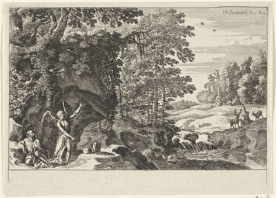 Elijah and the Angel (Old Testament Representations) by Herman van Swanevelt