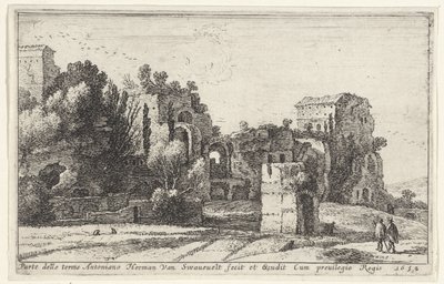 View of the Baths of Caracalla (Parte delle terme Antoniano) (Title Page and Twelve Views of Rome and Surroundings) (Diverses veuës dedans et dehors de Rome) by Herman van Swanevelt