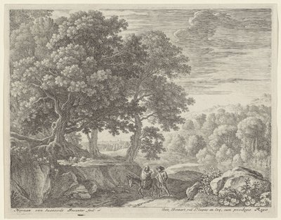 Holy Family with Donkey and Cherubs (Flight into Egypt) by Herman van Swanevelt