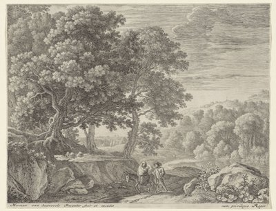 Holy Family with Donkey and Cherubs by Herman van Swanevelt