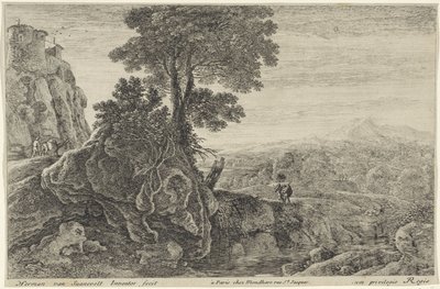 Landscape with a Building on a Rock (Twelve Landscapes) by Herman van Swanevelt