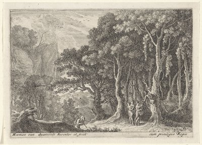 Satyr Collecting Fruit (series title: Landscapes with Satyrs) by Herman van Swanevelt