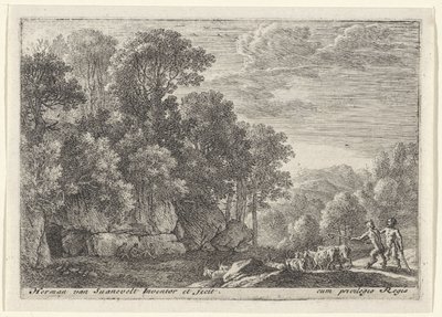 Two Satyrs with a Herd of Goats by Herman van Swanevelt