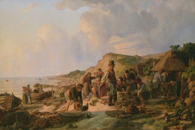 The Homecoming of the Fisherman at Probsteier, 1837 by Hermann Kauffmann