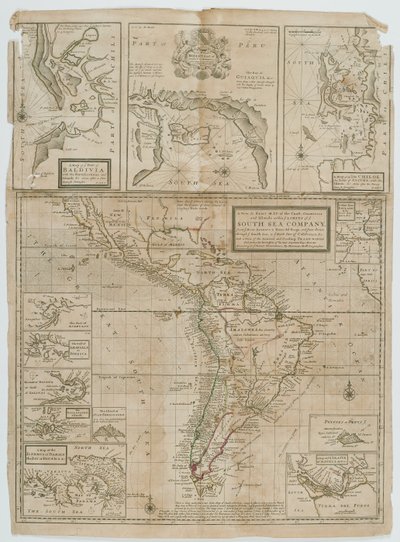 A New and Exact Map of the Coast Countries and Islands Within Ye Limits of Ye South Sea Company by Hermann Moll