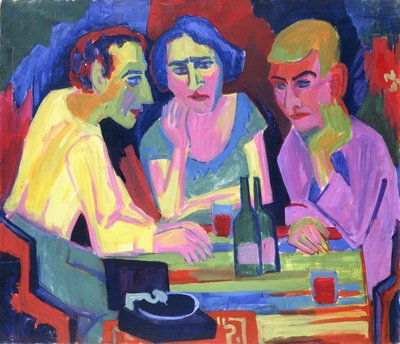 Three People at a Table, 1924 by Hermann Scherer