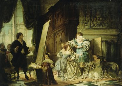Van Dyck in His Studio Painting a Portrait of Charles, Prince of Wales, Son of Charles I by Hermann Schneider