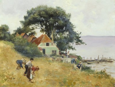 Children Gleaning by a Lake, c.1900-10 by Hermann Seeger