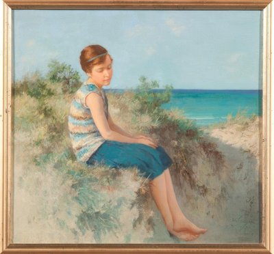 Girl in the Dunes on the North Sea Beach on Sylt by Hermann Seeger