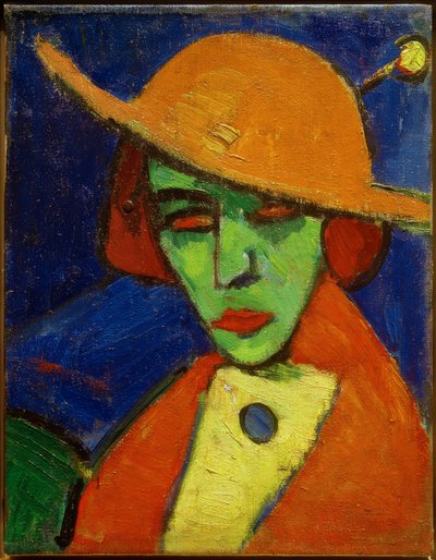 Green Woman with Yellow Hat II by Hermann Stenner