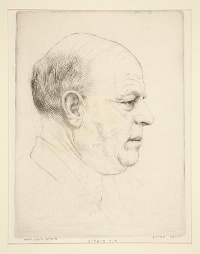 H. N. Bialik (portrait of head in profile) by Hermann Struck