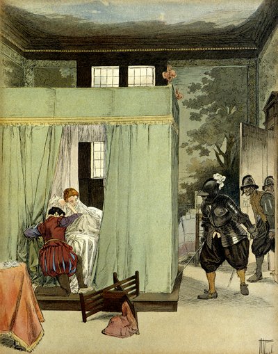 A Protestant Gentleman Finds Refuge in the Bed of Marguerite de Valois on the Day of Saint Barthelemy by Hermann Vogel