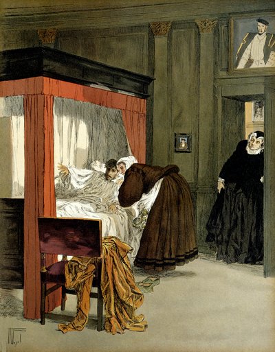 Charles IX (1550-1574), King of France, Dying with His Nurse. Illustration by Hermann Vogel in 
