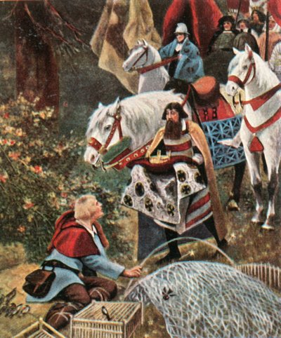 Henry the Fowler Being Offered the Crown While Trapping Birds, 1900 by Hermann Vogel